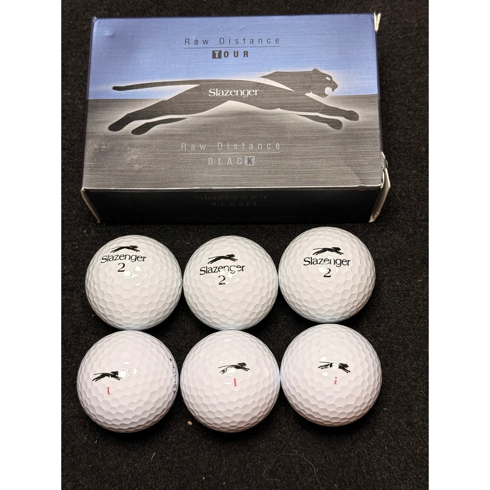 Slazenger Raw Distance Tour Black Golf Balls White 6 Count New in Box